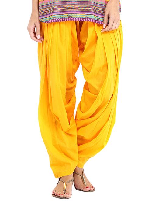 yellow cotton patiyala salwars - 11789324 - Very Small Image - 1