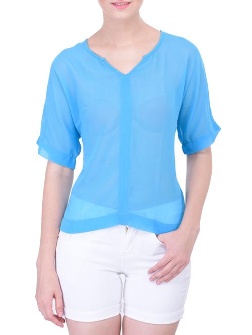 light blue georgette top - 11790747 - Very Small Image - 1