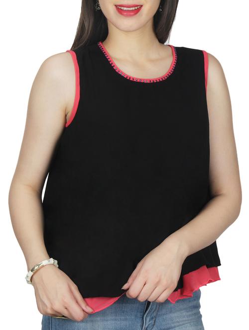 women's layered round neck top - 11792119 - Very Small Image - 1