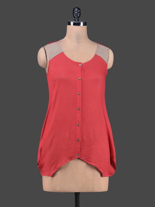 red sleeveless crepe top - 1179388 - Very Small Image - 1