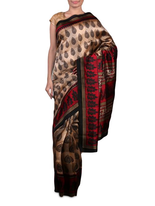 beige art silk printed saree - 1179587 - Very Small Image - 1