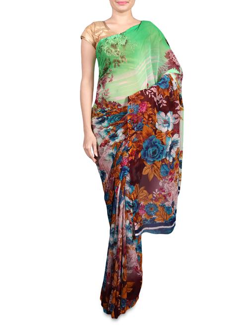 multicolour printed georgette saree - 1179759 - Very Small Image - 1