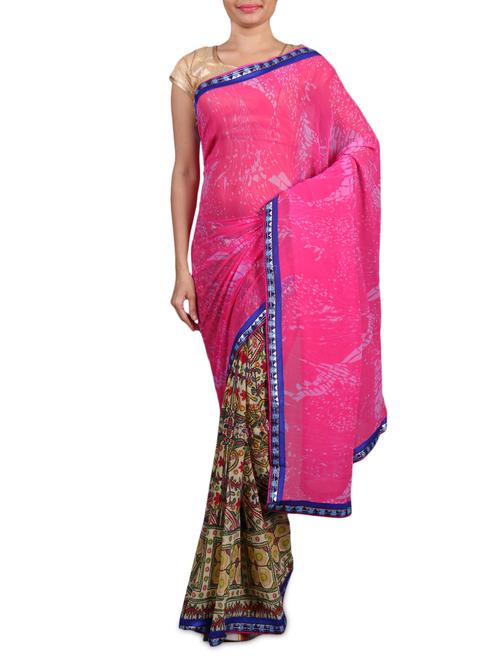 pink printed georgette saree - 1179843 - Very Small Image - 1