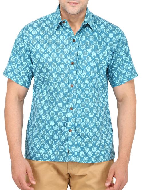 light blue printed cotton casual shirt - 11802137 - Very Small Image - 1