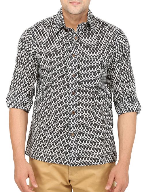 black printed cotton casual shirt - 11802138 - Very Small Image - 1