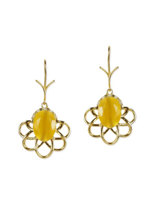 yellow metal drop earrings - 11807455 - Very Small Image - 1