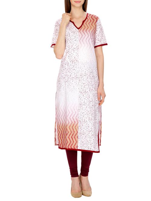 white cotton straight kurta - 11807646 - Very Small Image - 1