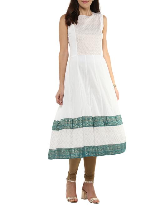 white printed rayon kurta - 11808666 - Very Small Image - 1