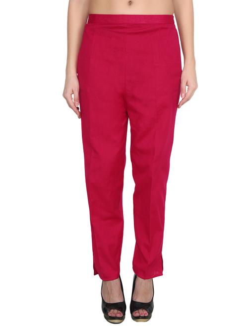 red cotton flat front trouser - 11825390 - Very Small Image - 1