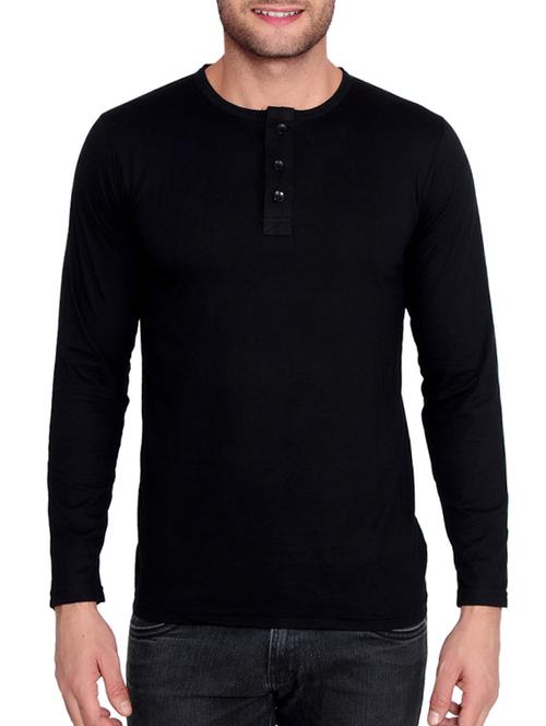 black viscose henley t-shirt - 11825676 - Very Small Image - 1