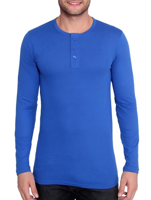 blue viscose henley t-shirt - 11825677 - Very Small Image - 1