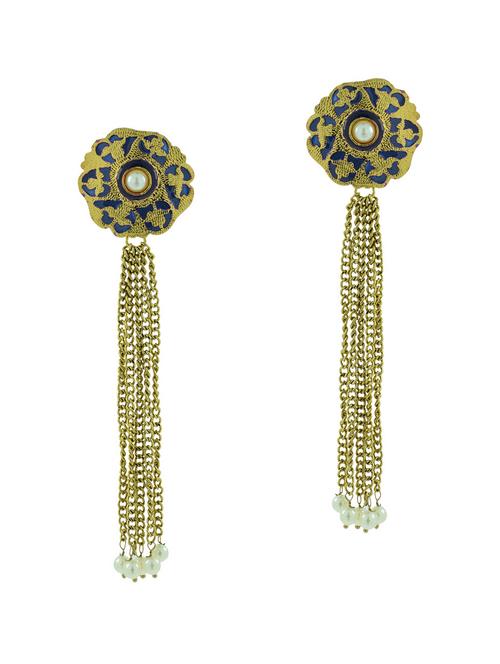 blue brass drop earrings - 11827360 - Very Small Image - 1