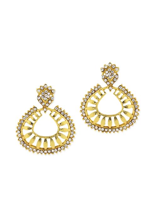 gold brass chandbali earrings - 11827448 - Very Small Image - 1