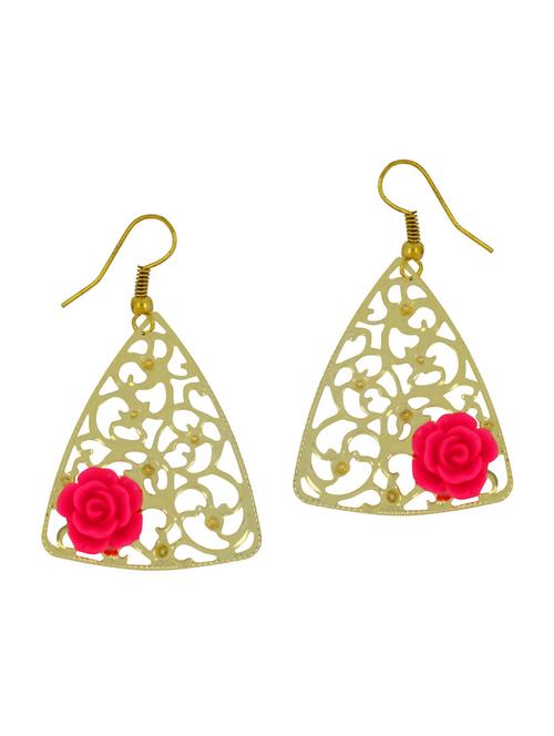 pink brass drop earrings - 11827464 - Very Small Image - 1