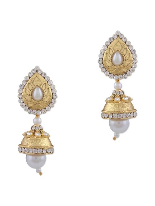 white studded metallic drop (set of 2) earrings - 1182784 - Very Small Image - 1