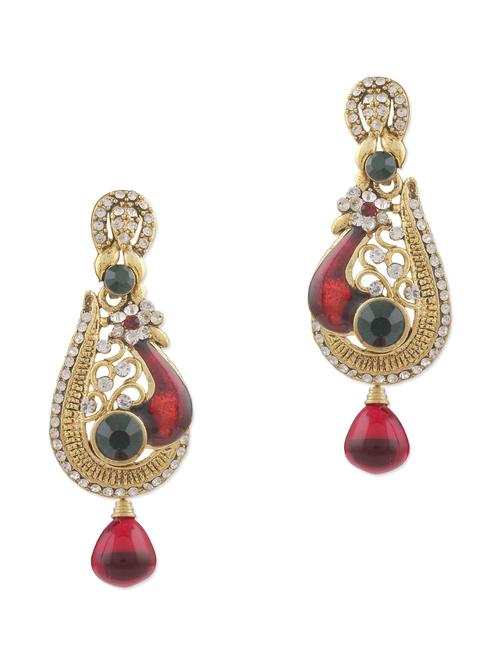 multi color studded metallic drop (set of 2) earrings - 1182789 - Very Small Image - 1