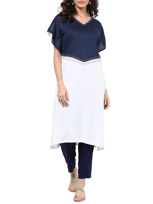 white viscose kaftan kurta - 11828459 - Very Small Image - 1