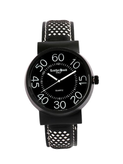 leatherhood party wear large dial analog black & yellow men's watch - 11831077 - Very Small Image - 1