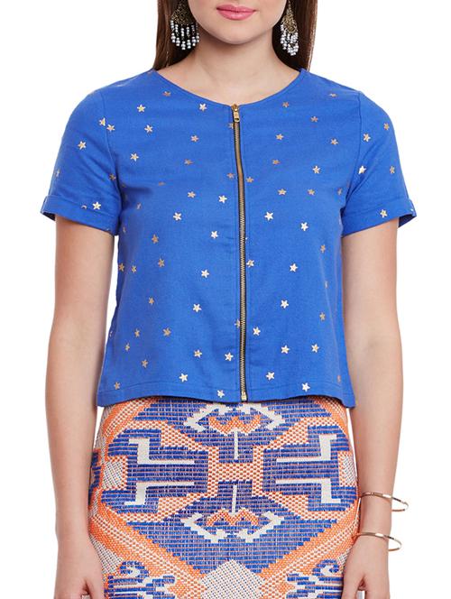 blue printed  rayon jacket - 11831369 - Very Small Image - 1