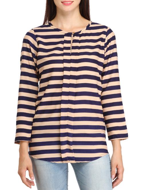 navy blue poly crepe top - 11831427 - Very Small Image - 1