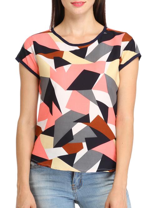 navy blue poly crepe top - 11831428 - Very Small Image - 1