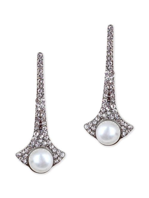 white metal drop earring - 11835360 - Very Small Image - 1