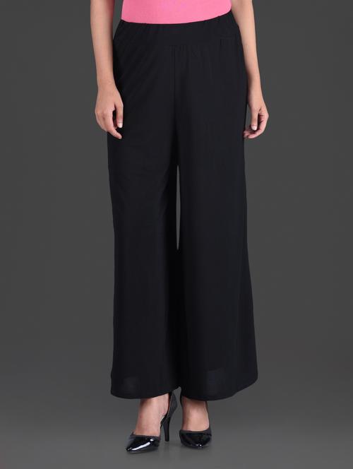 black plain poly spandex knit palazzo - 1183929 - Very Small Image - 1