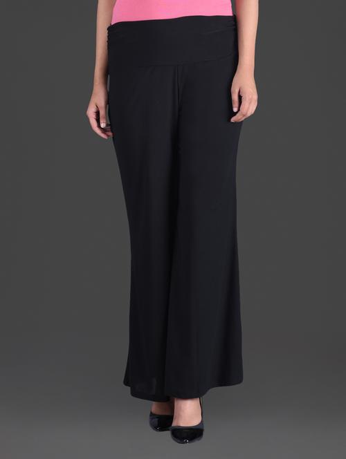 black plain and printed poly spandex knit palazzo - 1183936 - Very Small Image - 1