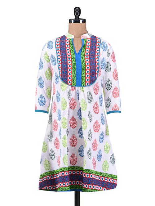 white cotton printed kurti - 1184113 - Very Small Image - 1