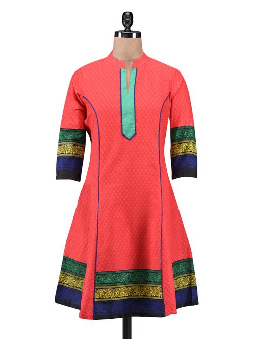 red cotton printed kurti - 1184114 - Very Small Image - 1