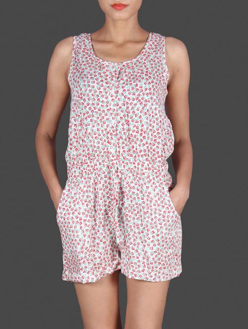 drawstring waist floral romper  - 1184872 - Very Small Image - 1