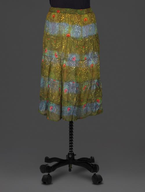 green printed tiered georgette skirt - 1184918 - Very Small Image - 1