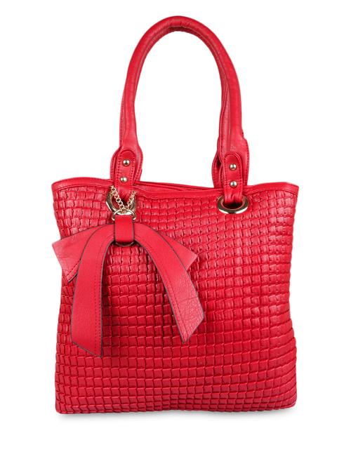 textured red leatherette handbag - 1185012 - Very Small Image - 1