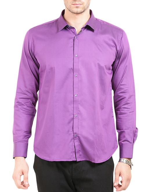 purple cotton casual shirt - 11854773 - Very Small Image - 1