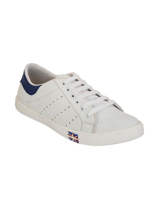 white fabric & synthetic lace up sneakers - 11860610 - Very Small Image - 1