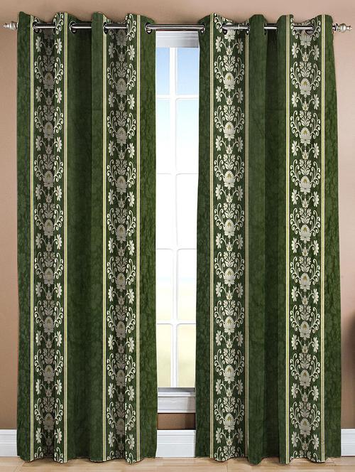 home candy attractive green floral set of 2 door curtains- 7 feet - 11863737 - Very Small Image - 1