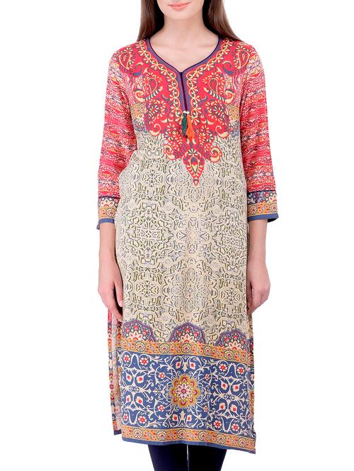 multicolored rayon straight kurta - 11865535 - Very Small Image - 1