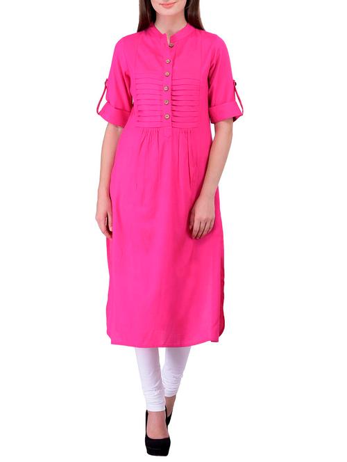 pink rayon straight kurta - 11865537 - Very Small Image - 1