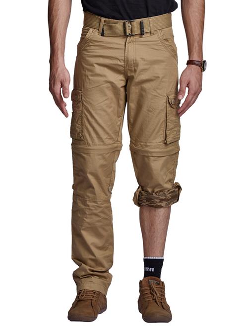 solid beige cotton casual trouser - 11867287 - Very Small Image - 1