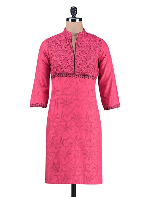 pink cotton printed kurti - 1186787 - Very Small Image - 1