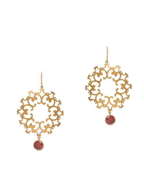 gold plated stone embellished sterling silver drop earrings - 1186951 - Very Small Image - 1