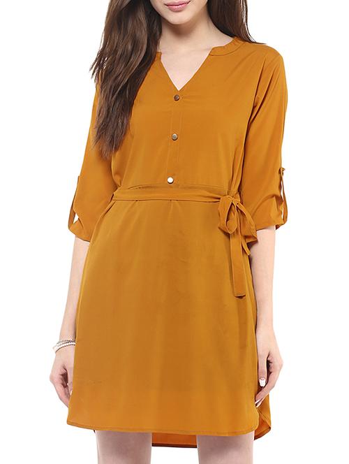 solid mustard dress - 11870321 - Very Small Image - 1
