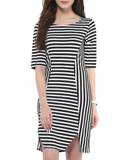black and white striped viscose dress - 11870322 - Very Small Image - 1
