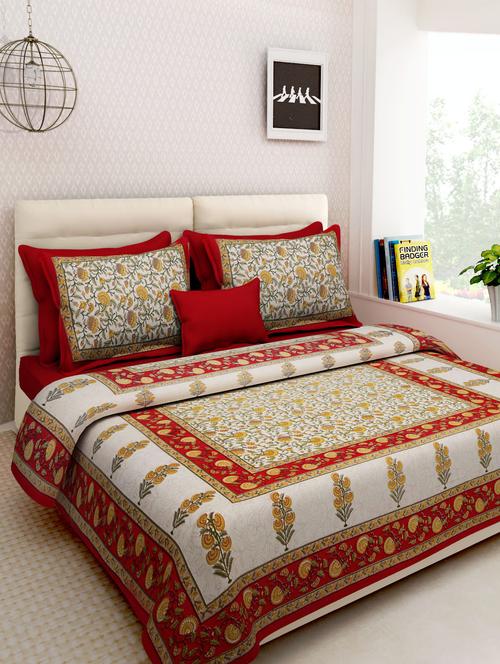 multicolored screen block print rajasthani double bed sheet set - 11872092 - Very Small Image - 1