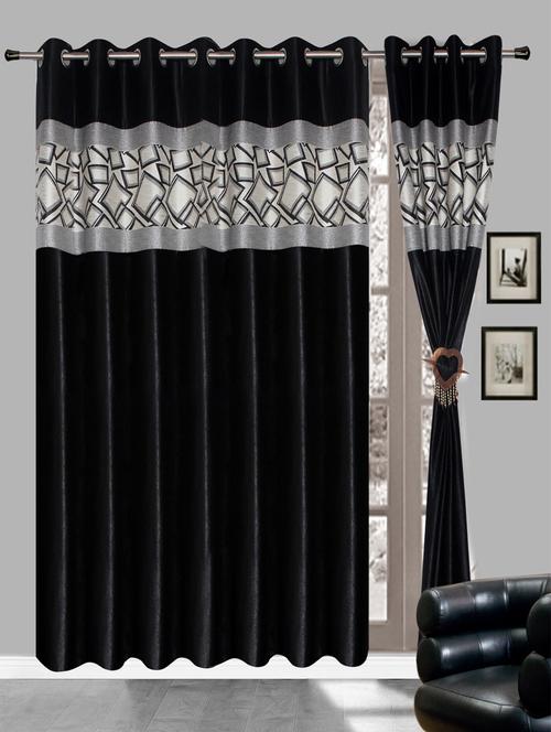 elegance beautiful panel design black  long door curtain set of  1 - 11872950 - Very Small Image - 1