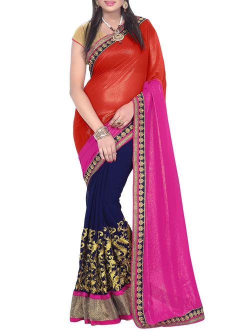multicoloured embroidered georgette saree - 1188189 - Very Small Image - 1
