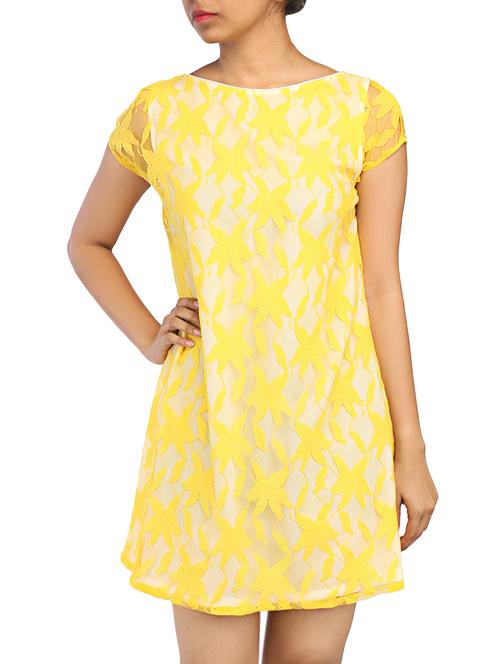 yellow lace overlay shift dress - 1188348 - Very Small Image - 1