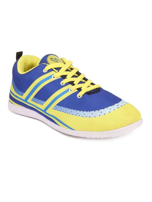 yellow and blue faux leather lace up sneaker - 11884095 - Very Small Image - 1