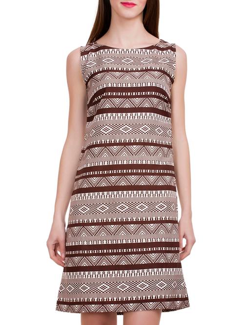brown polyester aline dress - 11901585 - Very Small Image - 1