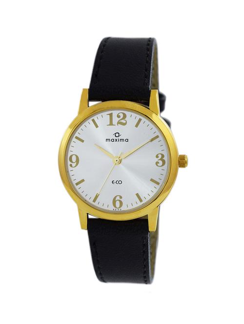 black leatherette analog watch - 11904994 - Very Small Image - 1